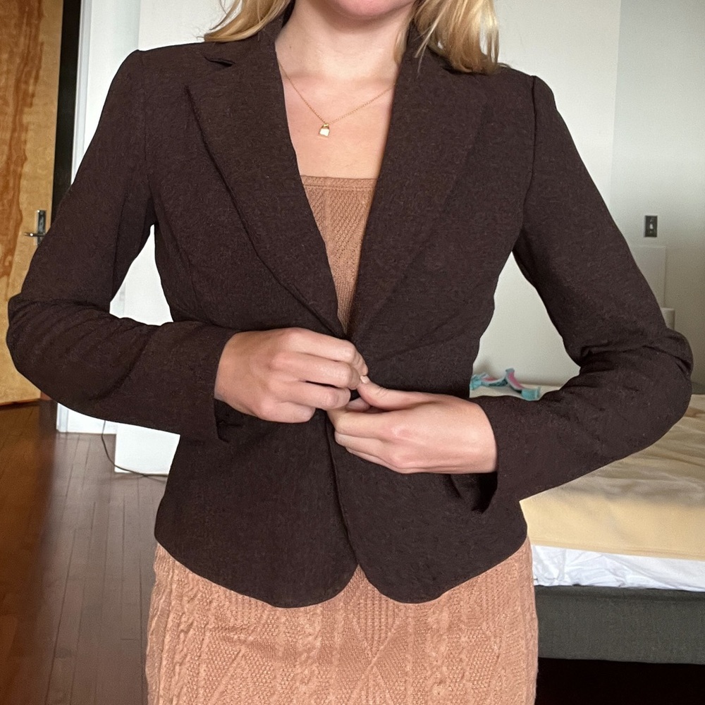 Oddsn Evens Brown Fitted Blazer